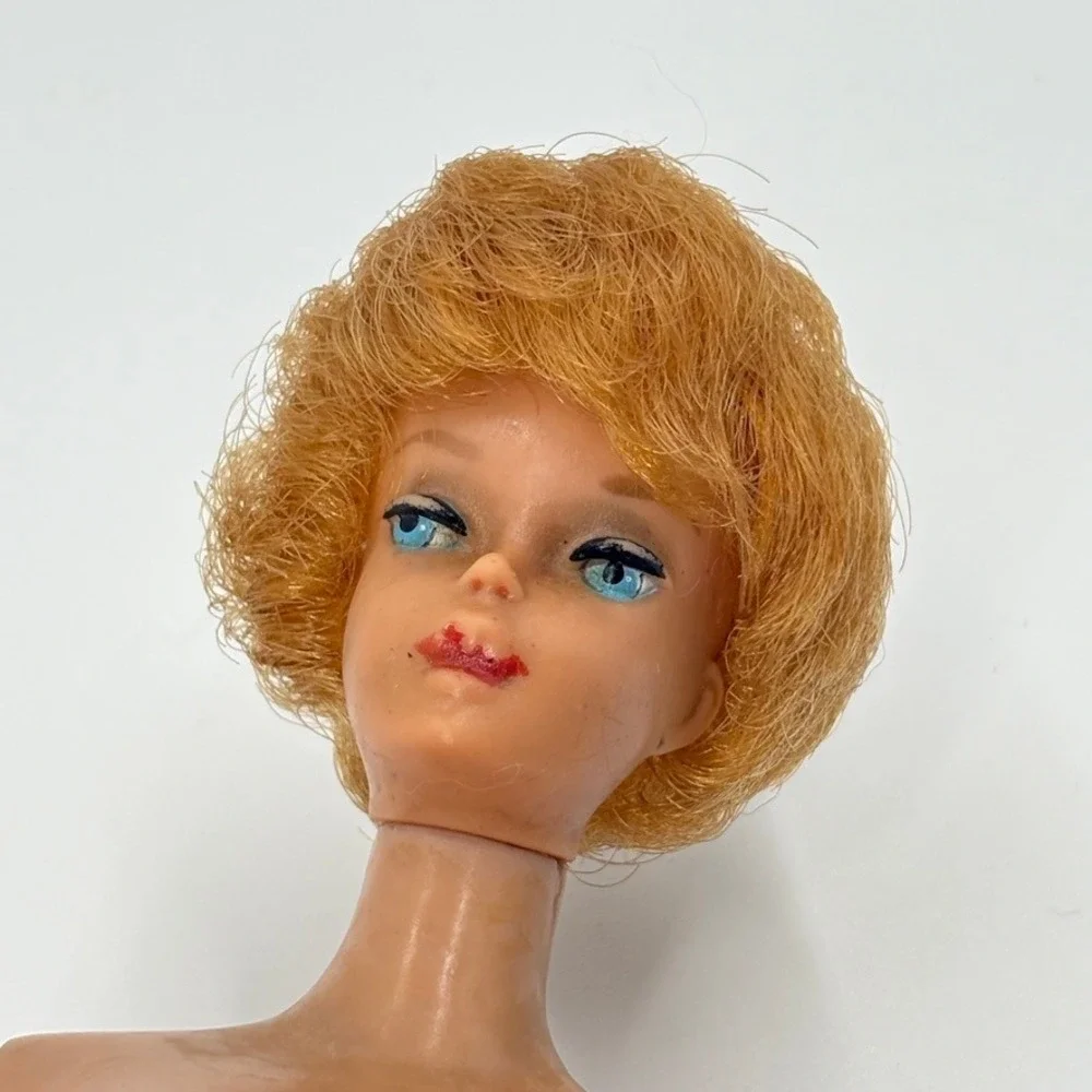 1961 Bubblecut Barbie Doll Original Blonde Red Lips Nails Greasy Face Japan